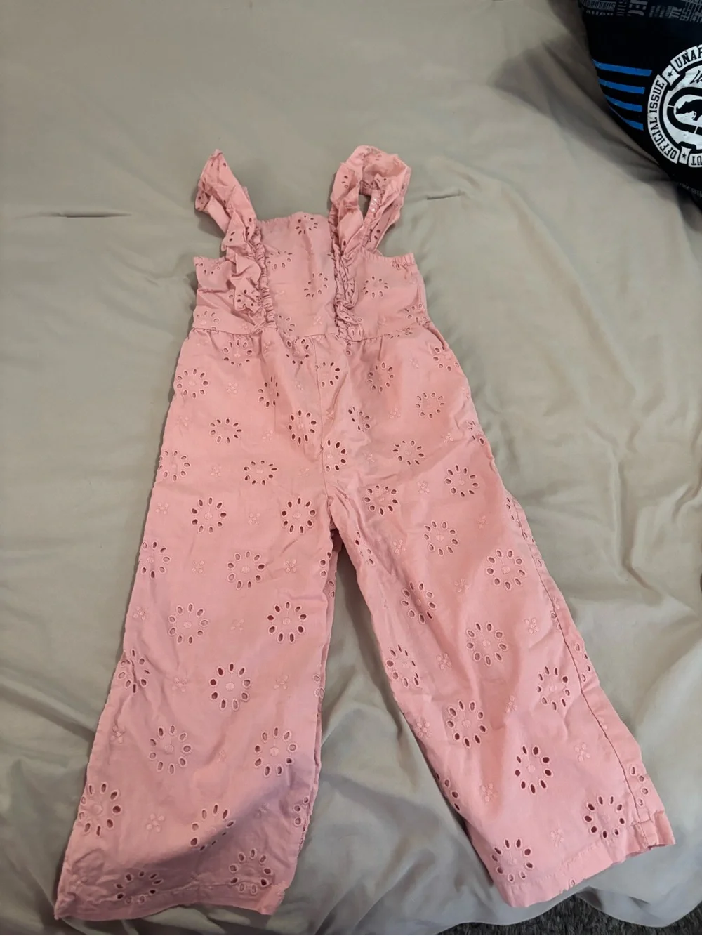 Carter's Pink Eyelet Ruffle Wide Leg Jumpsuit | Girls Size 5T